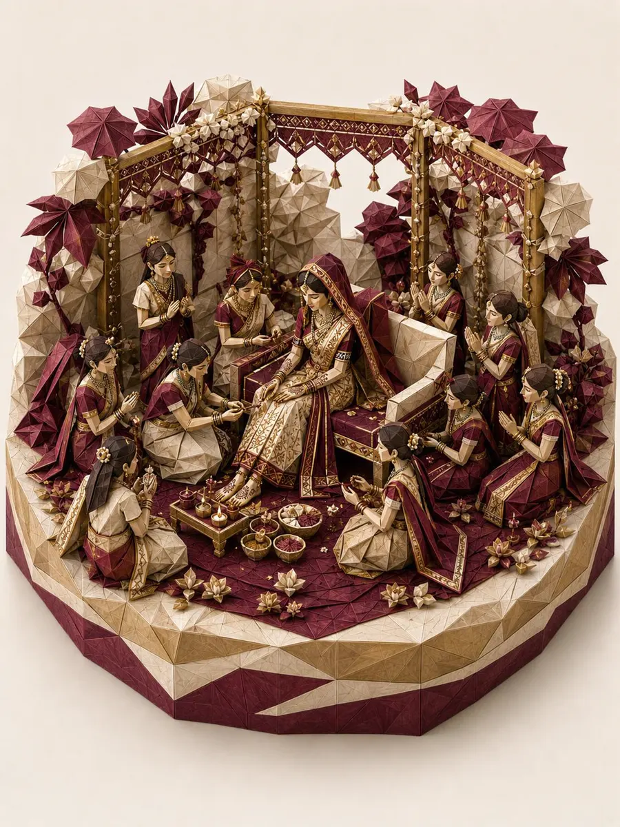 Burgundy and gold Indian wedding artwork